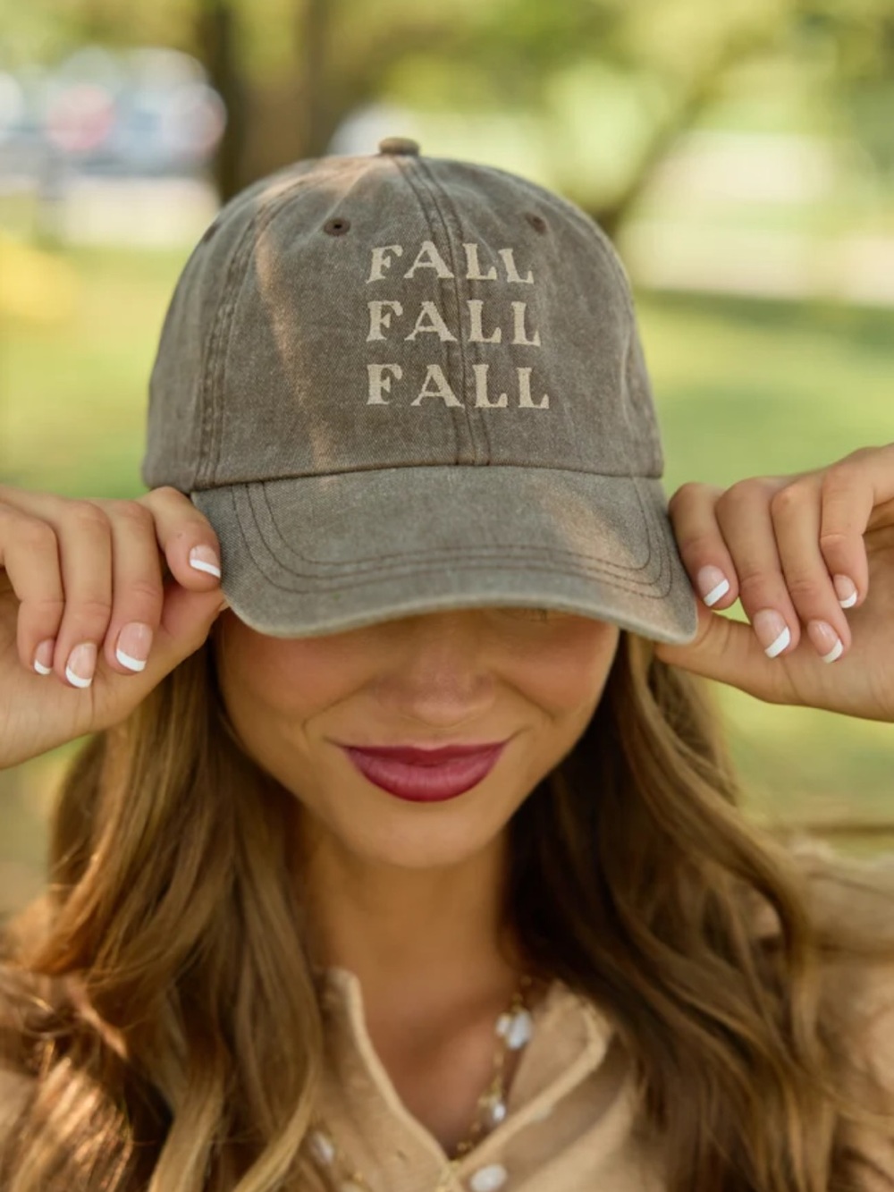 NEW - Never Worn | Brown FALL Graphic Baseball Cap | Pink Lily